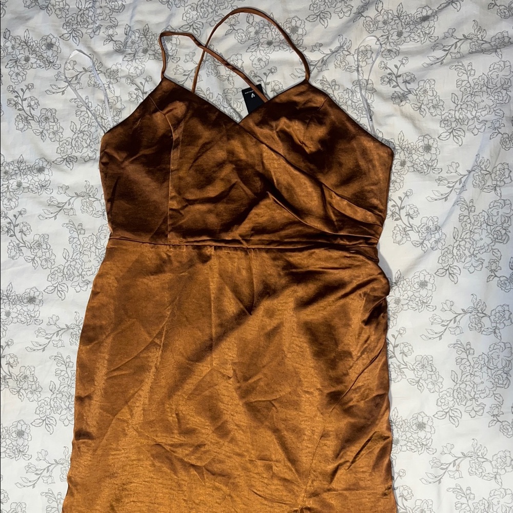 Lulu's Strapless Copper Satin Dress